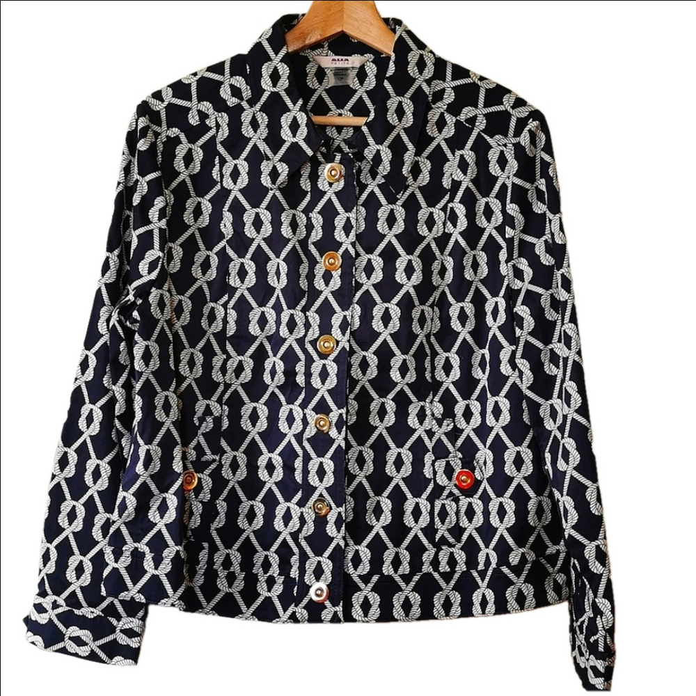 ALIA petite nautical rope print jacket. Size 12 P